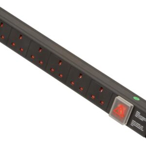 LINDY 6 Way Vertical Mount PDU (Power Distribution Unit) IEC C14 Male to x UK Mains Sockets Switched 3m Cable for Home Office and Industrial Use