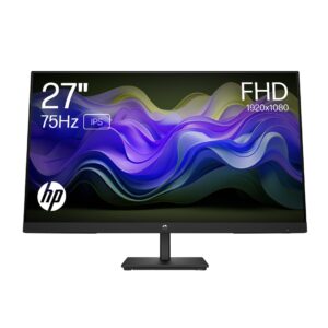 HP 27 Monitor FHD IPS Display 75 Hz Refresh Rate 250 Nits Brightness 1000:1 Contrast Ratio AMD FreeSync Technology Adjustable Tilt 1 HDMI 14 DisplayPort VGA Black V27ie G5