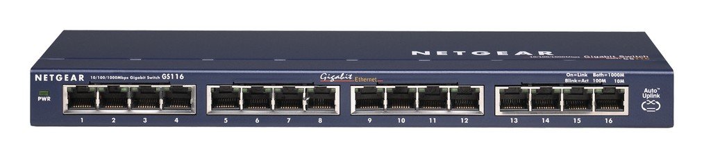 NETGEAR 16 Port Gigabit Switch (GS116UK) - Network Ethernet Hub Splitter Desktop and ProSAFE Lifetime Protection