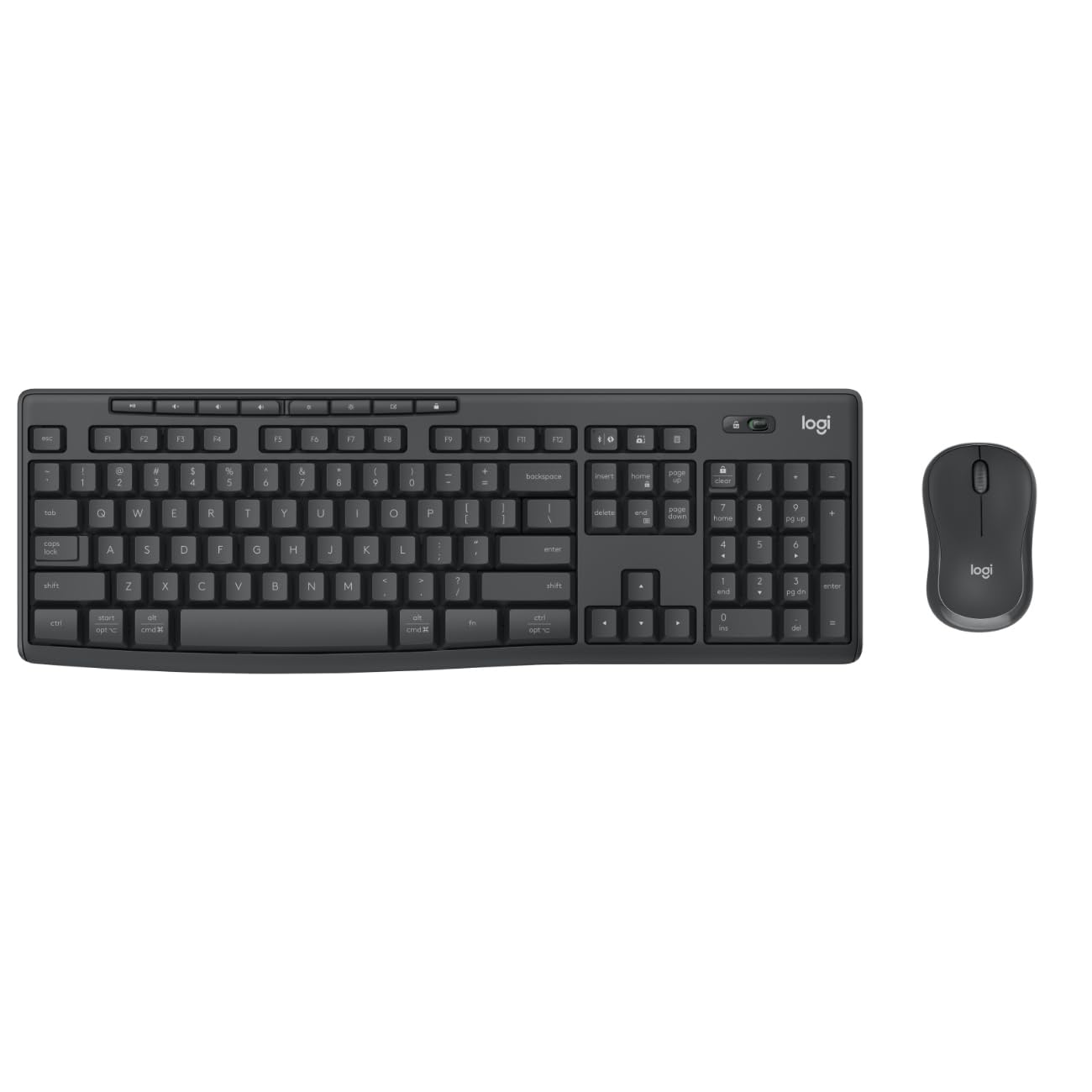 Logitech MK370 Combo for Business Full-Size Wireless Keyboard and Mouse Secure Logi Bolt USB receiver Bluetooth Globally Certified Windows/Mac/Chrome Linux QWERTY UK English - Graphite
