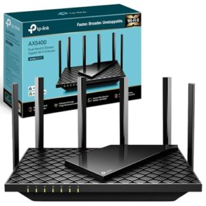TP-Link AX5400 Dual-Band Gigabit Wi-Fi 6 Router WiFi Speed up to 5400 Mbps 4Gbps LAN Ports Connect 200+ Devices Ideal for Gaming Xbox/PS4/Steam&4K/8K with OneMeshHomeShield (Archer AX73) Black