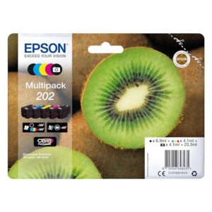 Epson 202 Kiwi Genuine Multipack 5-colours Ink Cartridges Claria Premium Black/Yellow/Magenta/Cyan Standard Capacity