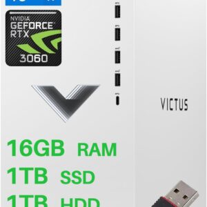 HP 2023 Newest Victus 15L Computer Gaming Desktop Intel Core i7-13700 (16 Cores Up to 52GHz) NVIDIA GeForce RTX 3060 Graphics 16GB RAM 1TB SSD HDD Tower PC Wi-Fi 6 Windows 11 Home
