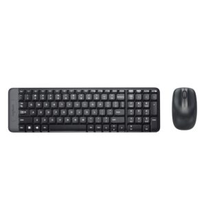 Logitech MK220 Compact Wireless Keyboard and Mouse Combo for Windows 24 GHz with Unifying USB-Receiver Month Battery Compatible PC Laptop QWERTY UK English Layout - Black