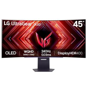 LG UltraGear Curved OLED Gaming Monitor 45GS95QE 45 inch 1440p 240Hz 003ms Response Time HDR 10 NVIDIA G-Sync & AMD FreeSync compatible Smart Energy Saving DisplayPort HDMI