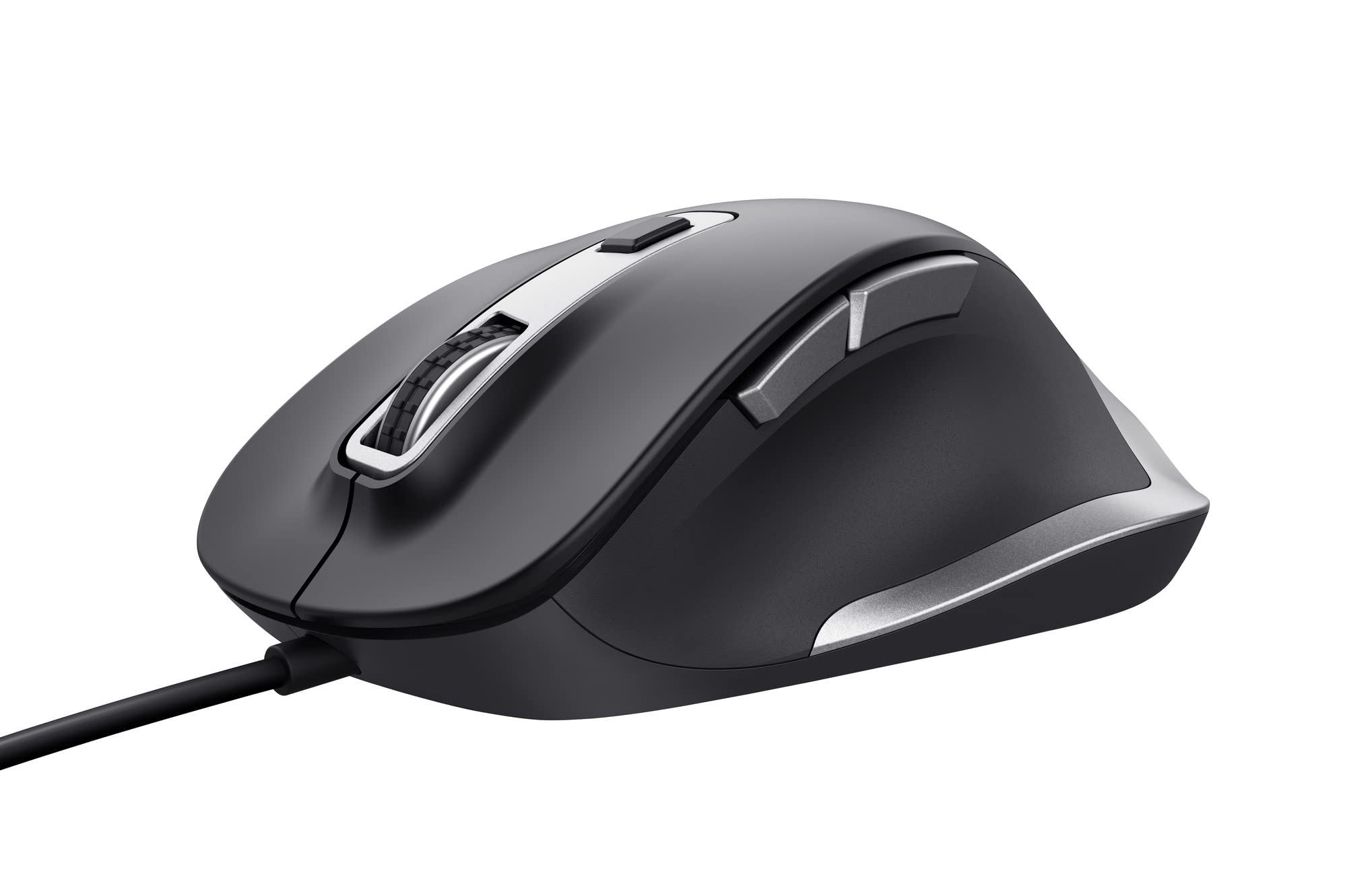 Trust Fyda USB Computer Mouse Made With Recycled Materials 600-5000 DPI 6 Buttons Thumb Rest Wired Comfort Ergonomic for Laptop PC Mac Work Home Office - Black