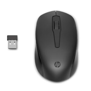 HP 150 Wireless Mouse 1600 DPI Optical Sensor 24GHz USB Receiver Included Ambidextrous Design 3 Buttons Scroll Wheel Up to 10 Month Battery Black