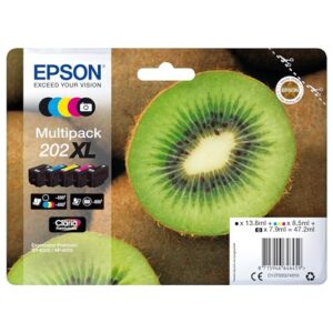 Epson 202XL Kiwi Genuine High Yield Multipack 5-colours Ink Cartridges Claria Premium