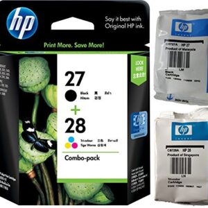 HP Original 27 & 28 - Print Cartridge 1 x Black Yellow Cyan Magenta C8728A C8728AE Deskjet/PSC/Photosmart/Officejet/Digital Copier Printers Easy Mail Packaging Foil Inks