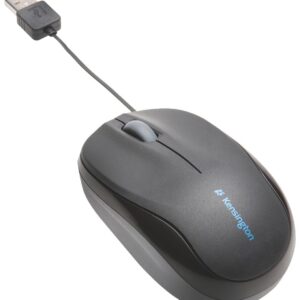 Kensington Mobile Mouse - Pro Fit Retractable USB Wired Ideal for Travel Small with Scroll Wheel Windows & Mac Compatible (K72339EU) Black