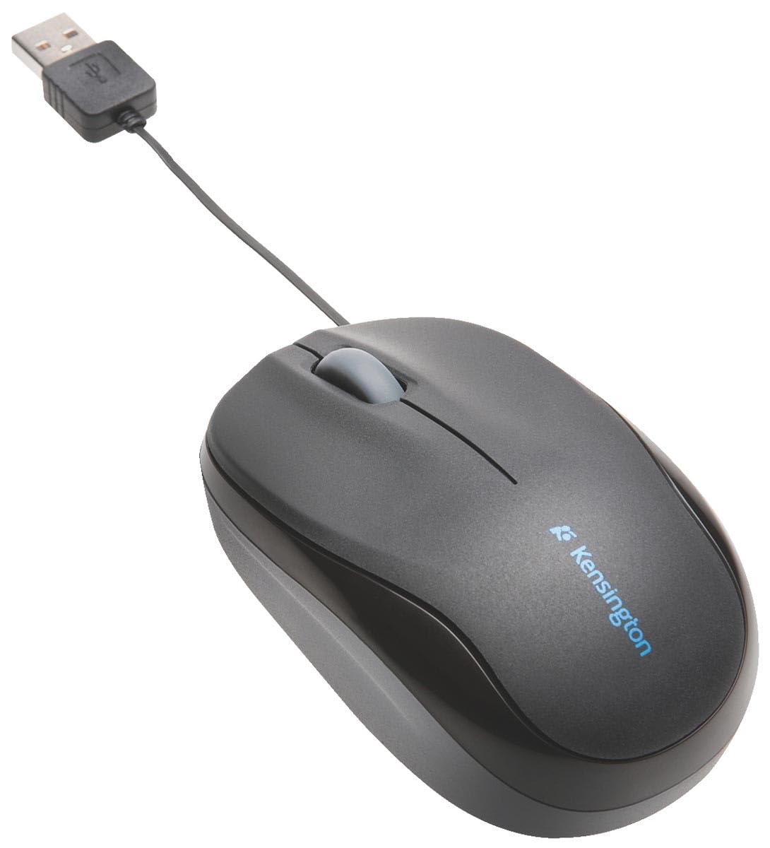 Kensington Mobile Mouse - Pro Fit Retractable USB Wired Ideal for Travel Small with Scroll Wheel Windows & Mac Compatible (K72339EU) Black