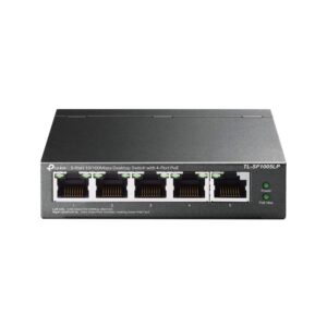 TP-Link PoE Switch 5-Port 100 Mbps 4 ports up to 154 W for each port and 41 all Metal Casing Plug Play Ideal IP Surveillance Access Point(TL-SF1005LP)