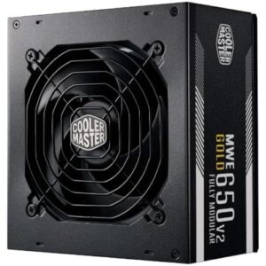 Cooler Master MWE 650 Gold V2 Fully Modular PSU (UK Plug) - 80 PLUS 650W Power Supply Unit Flat Black Cabling 120mm HDB Fan High-Temperature Threshold 5 Year Warranty