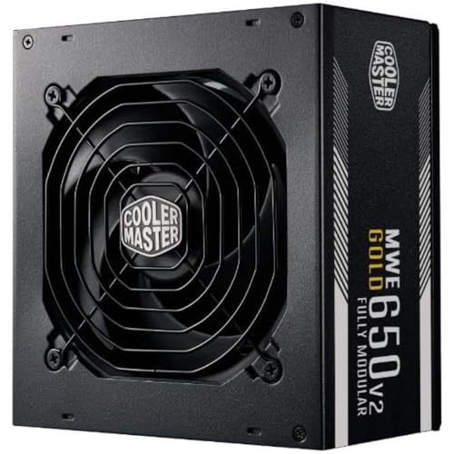 Cooler Master MWE 650 Gold V2 Fully Modular PSU (UK Plug) - 80 PLUS 650W Power Supply Unit Flat Black Cabling 120mm HDB Fan High-Temperature Threshold 5 Year Warranty