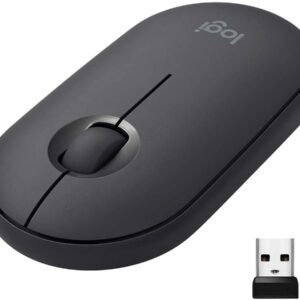 Logitech M350 Pebble Wireless Mouse Bluetooth and 24 GHz Connection via USB Nano - Receiver 18-Month Battery Life 3 Buttons Silent Clicking Scrolling PC/Mac/Black