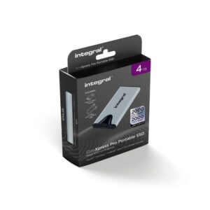 Integral SlimXpress Pro 4TB Portable SSD: 2000MB/s Read/Write USB 32 Gen 2x2 Compact Aluminum Casing Plug & Play Compatible with Mac PC Android XBOX PlayStation