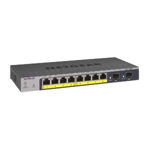 NETGEAR 10-Port PoE Gigabit Ethernet Smart Switch (GS110TP) - Managed with 8 x PoE+ @ 55W 2 1G SFP Optional Insight Cloud Management Desktop or Wall Mount and Limited Lifetime Protection