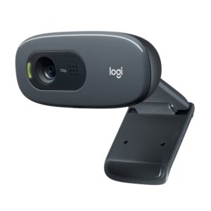 Logitech C270 HD Webcam for Education 720p/30fps Widescreen Video Calling Light Correction Noise-Reducing Mic Skype FaceTime Hangouts WebEx PC/Mac - Grey