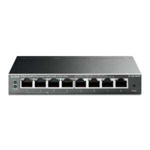 TP-Link PoE Switch 8-Port Gigabit 4 8023af/at PoE+ ports up to 30 W for each port and 64 all Metal Casing Network monitoring VLAN QoS Auto Recovery (TL-SG108PE)