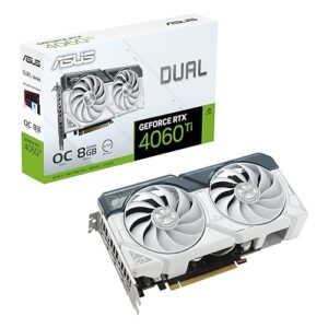 ASUS GeForce RTX 4060 TI DUAL EVO 8G OC WHITE Gaming Graphics Card - 2595MHz Boost Clock GDDR6X PCIe Gen 4 DLSS 3 3x DP v 14a HDMI 21a (Supports 4K & 8K HDR)