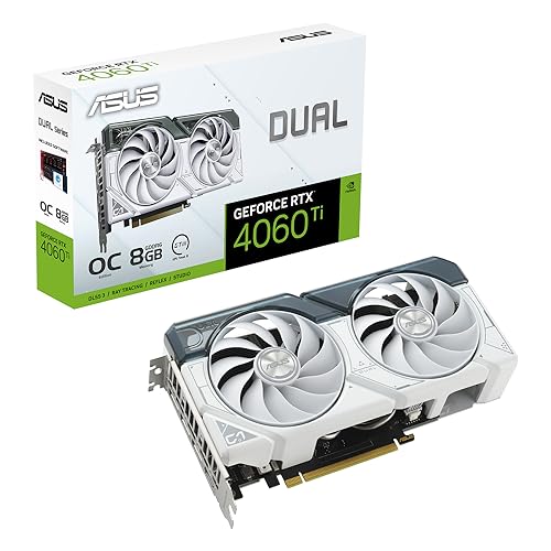 ASUS GeForce RTX 4060 TI DUAL EVO 8G OC WHITE Gaming Graphics Card - 2595MHz Boost Clock GDDR6X PCIe Gen 4 DLSS 3 3x DP v 14a HDMI 21a (Supports 4K & 8K HDR)