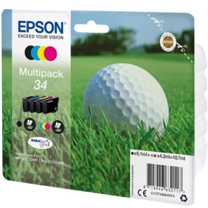 Epson 34 Golfball Genuine Multipack 4-colours DURABrite Ultra Ink CartridgesBlack/Yellow/Magenta/Cyan