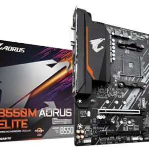 Gigabyte B550M AORUS ELITE Motherboard - Supports AMD Ryzen 5000 Series AM4 CPUs 5+3 Phases Pure Digital VRM up to 4733MHz DDR4 (OC) 2xPCIe 30 M2 GbE LAN USB 32 Gen1