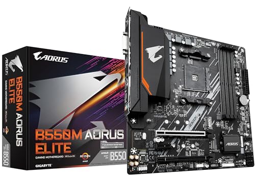 Gigabyte B550M AORUS ELITE Motherboard - Supports AMD Ryzen 5000 Series AM4 CPUs 5+3 Phases Pure Digital VRM up to 4733MHz DDR4 (OC) 2xPCIe 30 M2 GbE LAN USB 32 Gen1