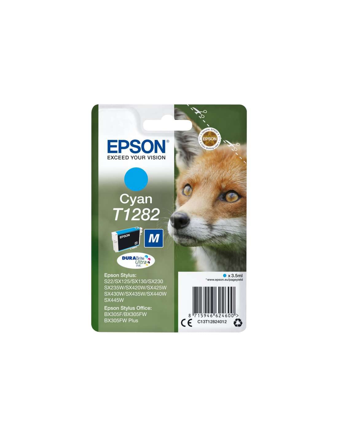Epson T1282 Cyan Fox Genuine DURABrite Ultra Ink Cartridge
