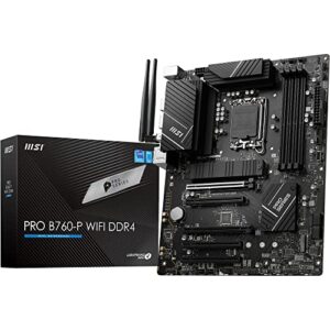 MSI PRO B760-P WIFI DDR4 Motherboard ATX - Supports Intel 12th & 13th Gen Core Processors LGA 1700 Memory Boost 5333+MHz/OC PCIe 40 x16 Slots M2 Gen4 25G LAN Wi-Fi 6E