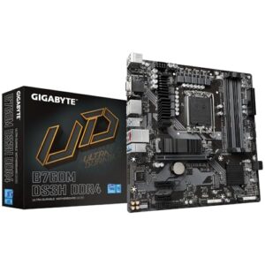 Gigabyte B760M DS3H DDR4 Motherboard - Supports Intel Core 14th Gen CPUs 6+2+1 Phases Digital VRM up to 5333MHz (OC) 2xPCIe 40 M2 25GbE LAN USB 32 Gen2