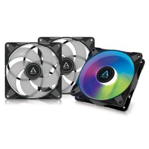ARCTIC P14 PWM PST A-RGB (3 Pack) - PC Fan 140mm Case Optimised for Static Pressure Semi-Passive: 200-1900 rpm (0 5) 5V 3 Pin LED Black