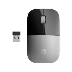 HP Z3700 Silver 24 GHz USB Slim Wireless Mouse with Blue LED 1200 DPI Optical Sensor Up to 16 Months Battery Life