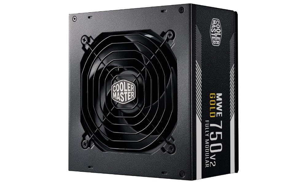 Cooler Master MWE 750 Gold V2 Fully Modular PSU (UK Plug) - 80 PLUS 750W Power Supply Unit Flat Black Cabling 120mm HDB Fan High-Temperature Threshold