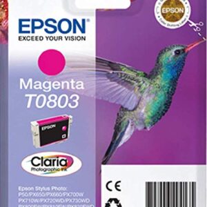 Epson T0803 Magenta Hummingbird Genuine Ink Claria Photo HD Cartridge