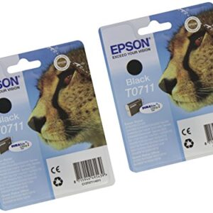 Epson T0711 x2 Ink Cartridge Black (Pack of 2) Genuine