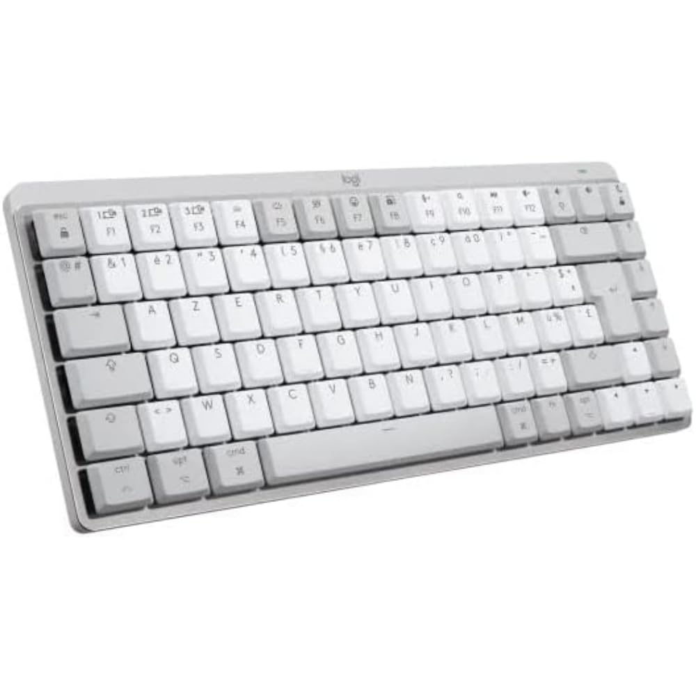 Logitech MX Mechanical Mini for Mac Wireless Illuminated Keyboard Low-Profile Performance Switches Tactile Quiet Keys Backlit Bluetooth USB-C Apple iPad QWERTY UK English - Pale Grey