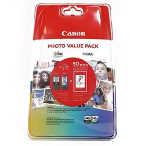 Canon PG540 L CL541 XL VALUE Pack of 2 cartridges (Black Colour XL) + 50 sheets 10x15cm Photo Paper Genuine (Plastic Pack)