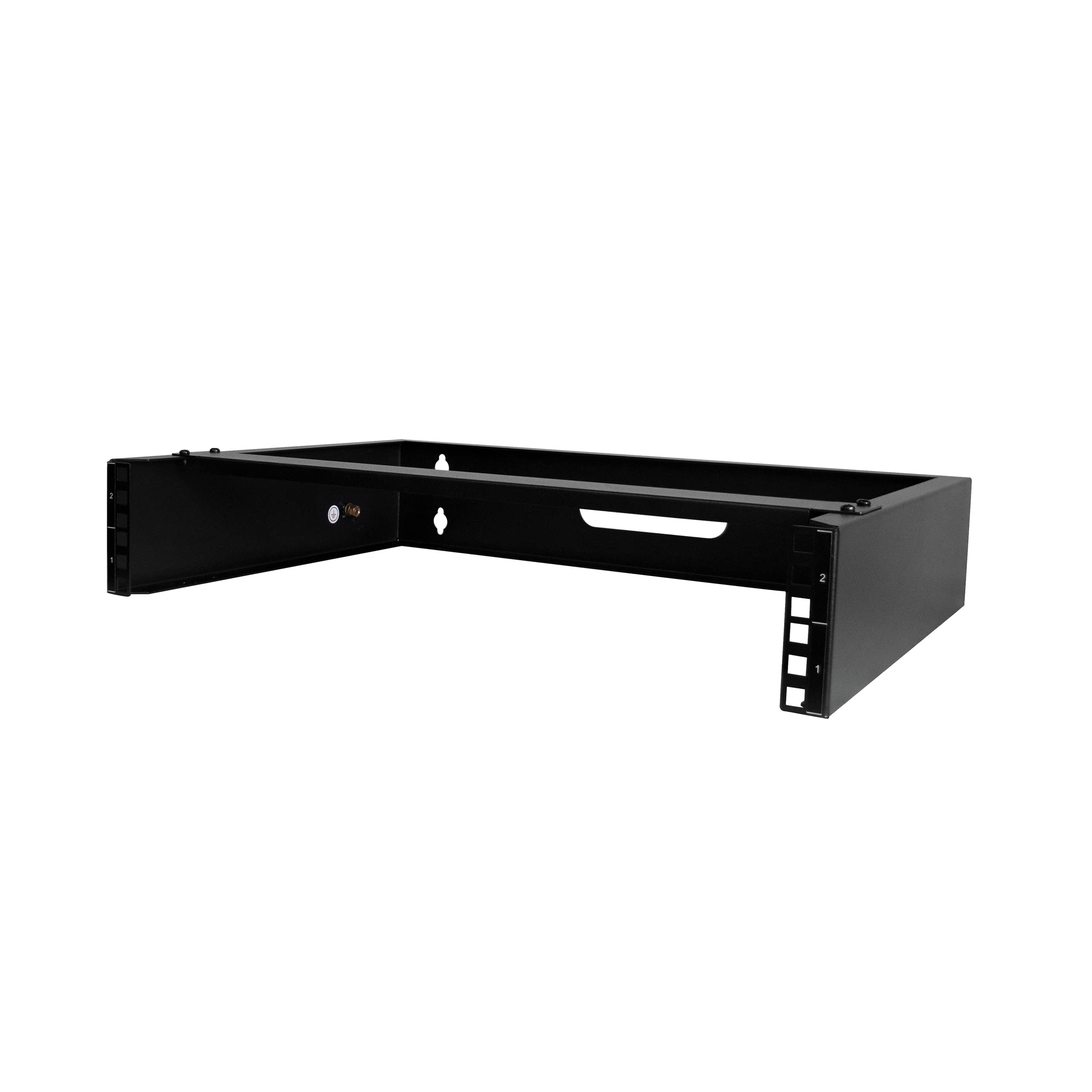 StarTechcom 2U Wall Mount Network Rack - 14 in Deep (Low Profile) 19" Patch Panel Bracket for Shallow Server IT Equipment Switches 77lbs/35kg Weight Capacity Black (RACK-2U-14-BRACKET)