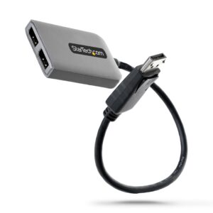 StarTechcom Dual-Monitor DisplayPort 14 Splitter to 2x DP Multi-Monitor Adapter Dual 5K 60Hz Computer MST Hub Extra-Long Built-in Cable Windows Only (MST14DP122DP)