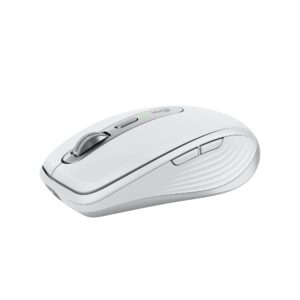 Logitech MX Anywhere 3S Compact Wireless Mouse Fast Scrolling 8K DPI Any-Surface Tracking Quiet Clicks Programmable Buttons USB C Bluetooth Windows PC Linux Chrome Mac - Pale Grey