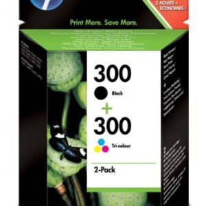 HP 300 2-Pack Black/Tri-colour Original Ink Cartridges Combo Pack Page Yield B 200/Tri 165 (P/N CN637EE)