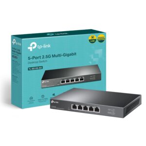 TP-Link Unmanaged 5-Port 25G Multi-Gigabit Desktop Switch 8023X Flow Control 8021p/DSCP QoS Ideal for Small and Home Office with fanless design Metal Casing Plug Play (TL-SG105-M2)