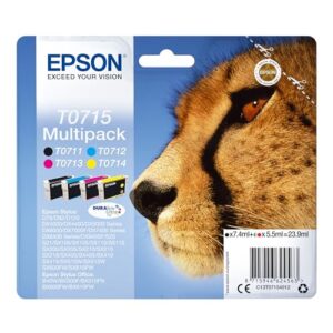 Epson T0715 Black Cyan Magenta Yellow Inkjet Cartridge Value (Pack of 4) C13T07154012