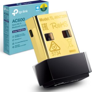 TP-Link AC600 Nano Wi-Fi Bluetooth 42 USB Adapter Dual Band Wireless Supports Windows 11/10/81/8/7 for 11/10/81/7 WPA3 Security Plug and Play (Archer T2UB Nano)