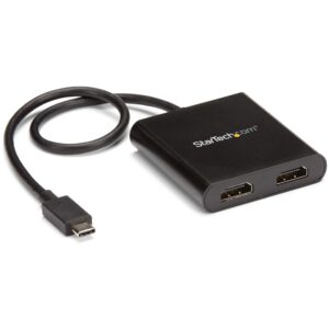 StarTechcom USB-C to Dual HDMI Adapter USB Type-C Multi-Monitor MST Hub 4K 30Hz/1080p 60Hz Laptop Display Extender/Splitter Extra-Long Built-In Cable Windows Only (MSTCDP122HD)