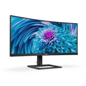 PHILIPS Monitors 346E2CUAE - 34 inch WQHD Curved Monitor 100Hz 1ms VA USB-C Dock Speakers Height Adjust (3440 x 1440 300 cd/m HDMI / DP USB-C)