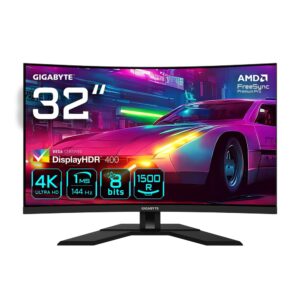Gigabyte M32UC-EK 315 Inch Curved VA 1500R 4K UHD (3840 x 2160) 144Hz (160Hz OC) 1ms FreeSync Premium Pro HDMI 21 Gaming Monitor Black