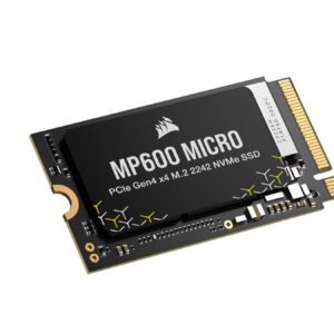 Corsair MP600 MICRO 1TB M2 NVMe PCIe x4 Gen4 2 SSD 2242 Up to 5100MB/sec Sequential Read High-Density 3D TLC NAND Compatible with Lenovo Legion Go and Thin 40 Laptops Black