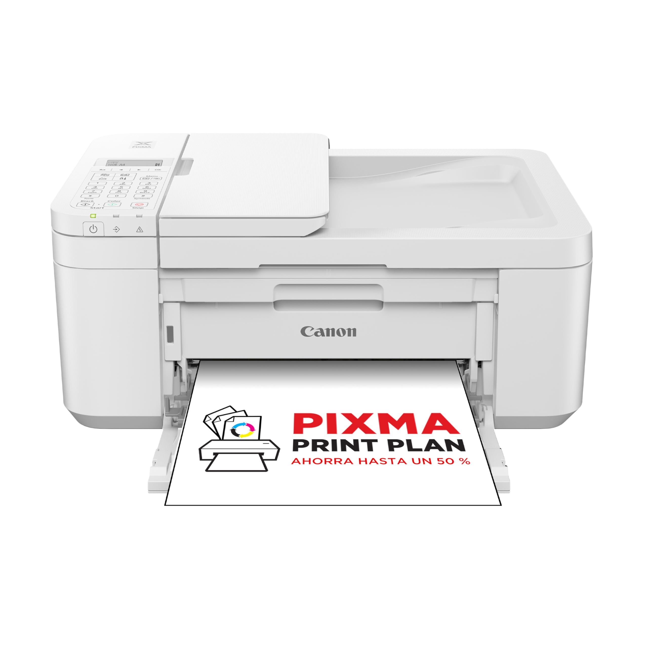 Canon PIXMA TR4750i - Multifunction Wireless Printer 4-in-1 Print Scan Copy Fax Front/Back ADF 20 Sheets 4x6 Borderless Photo Printing Compatible with Plan White